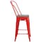 Flash Furniture High Red Metal Counter Height Stool with Back and Wood Seat, 24", PK4 4-CH-31320-24GB-RED-WD-GG - alternate 6
